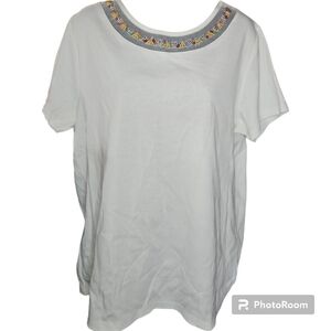 NWT Rafaella Beaded Short Sleeve Top